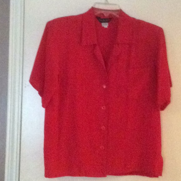 💄Lipstick❤️Red Silk Lisa Scott Blouse - Picture 3 of 5